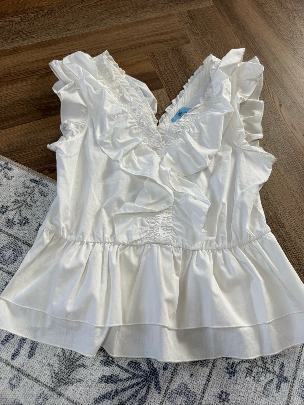CeCe Cotton Ruffle Peplum Sleeveless Top